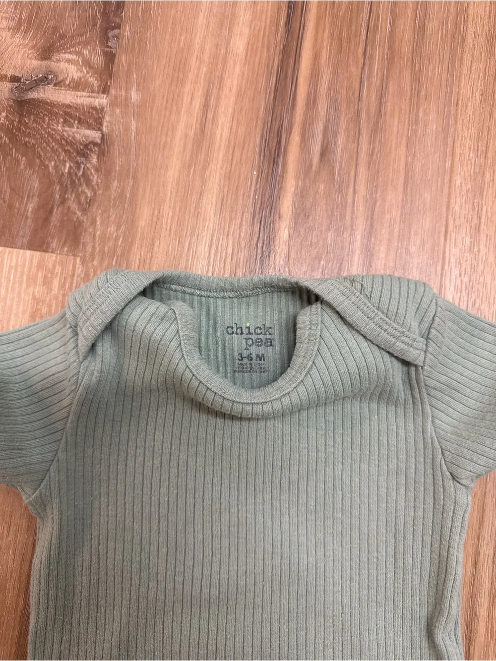 Chick Pea Sage Green Ribbed Bodysuit 18M Minimalist